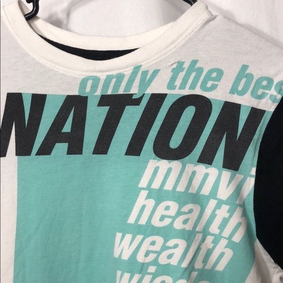 Parish t-shirt graphic tee asymmetric sleeves health wealth wisdom men's small - Picture 6 of 7